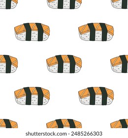 Seamless pattern with sushi for decorative print, wrapping paper, menu, wallpaper and fabric