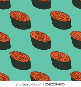 Seamless pattern with sushi for decorative print, wrapping paper, menu, wallpaper and fabric