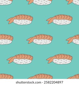 Seamless pattern with sushi for decorative print, wrapping paper, menu, wallpaper and fabric