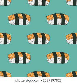 Seamless pattern with sushi for decorative print, wrapping paper, menu, wallpaper and fabric
