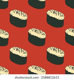 Seamless pattern with sushi for decorative print, wrapping paper, menu, wallpaper and fabric