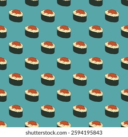 Seamless pattern with sushi for decorative print, wrapping paper, menu, wallpaper and fabric