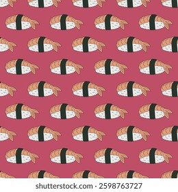 Seamless pattern with sushi for decorative print, wrapping paper, menu, wallpaper and fabric