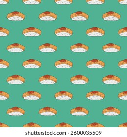 Seamless pattern with sushi for decorative print, wrapping paper, menu, wallpaper and fabric
