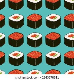 Patrón sin soldadura con sushi en orden geométrico