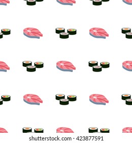 Seamless pattern with sushi icons for your design