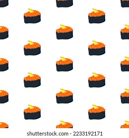Seamless pattern with sushi with red caviar. vector illustration