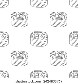 Seamless pattern with sushi roll for decorative print, wrapping paper, menu, wallpaper and fabric