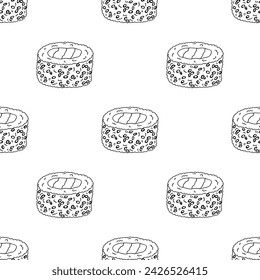 Seamless pattern with sushi roll for decorative print, wrapping paper, menu, wallpaper and fabric