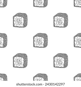 Seamless pattern with sushi roll for decorative print, wrapping paper, menu, wallpaper and fabric