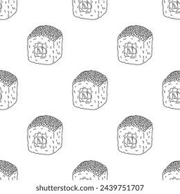 Seamless pattern with sushi roll for decorative print, wrapping paper, menu, wallpaper and fabric