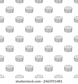 Seamless pattern with sushi roll for decorative print, wrapping paper, menu, wallpaper and fabric