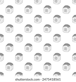 Seamless pattern with sushi roll for decorative print, wrapping paper, menu, wallpaper and fabric