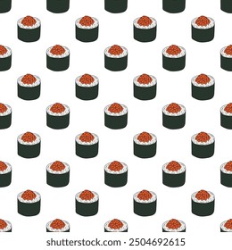 Seamless pattern with sushi roll for decorative print, wrapping paper, menu, wallpaper and fabric