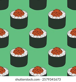 Seamless pattern with sushi roll for decorative print, wrapping paper, menu, wallpaper and fabric