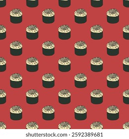 Seamless pattern with sushi roll for decorative print, wrapping paper, menu, wallpaper and fabric