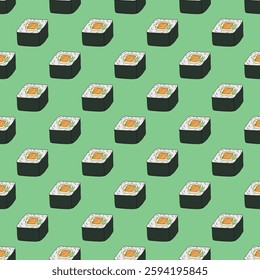 Seamless pattern with sushi roll for decorative print, wrapping paper, menu, wallpaper and fabric