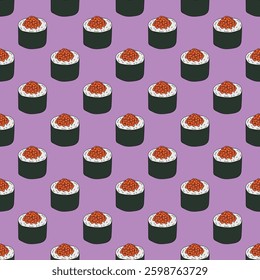 Seamless pattern with sushi roll for decorative print, wrapping paper, menu, wallpaper and fabric