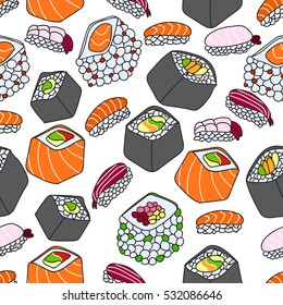 seamless pattern of sushi theme