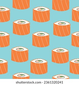 Seamless pattern with sushi. Vector illustration in flat style for your design