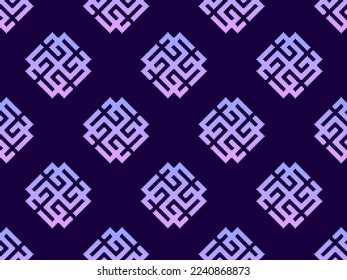 Seamless pattern with Svarozhich is a symbol of the Slavic god in pixel art style. Pixelated vedic symbol. Design for app, banner and poster. Vector illustration