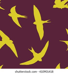 Seamless pattern with swallows. Vector  background
