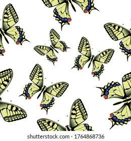 Seamless pattern with swallowtail butterflies vector illustration