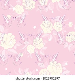 Seamless pattern with swans. 