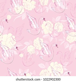 Seamless pattern with swans. 