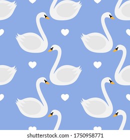 Seamless pattern with swans. Vector illustration