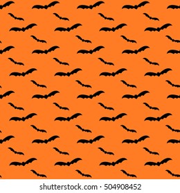 Seamless pattern swarm of bats on the white background.