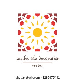 Seamless pattern swatch with arabic geometric ornament. Vector mosaic tile design