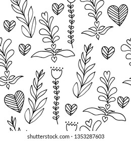 Seamless pattern swedish pattern in sketch style. For print, textile, scandinavian nursery decor. Vector illustration