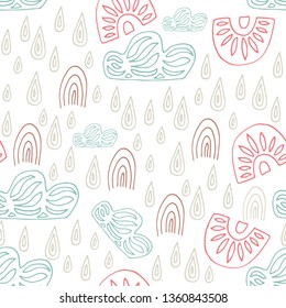Seamless pattern swedish pattern in sketch style. For print, textile, scandinavian nursery decor. Vector illustration