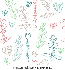 Seamless pattern swedish pattern in sketch style. For print, textile, scandinavian nursery decor. Vector illustration