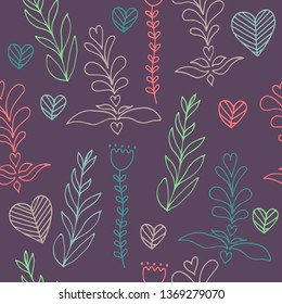 Seamless pattern swedish pattern in sketch style. For print, textile, scandinavian nursery decor. Vector illustration