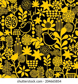 Seamless pattern with sweet  birds. Vector background. 