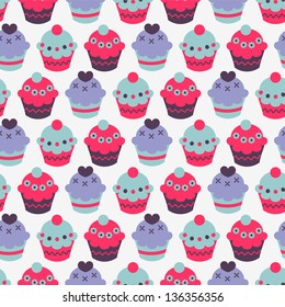 Seamless pattern with sweet cakes