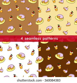 Seamless pattern with sweet cakes