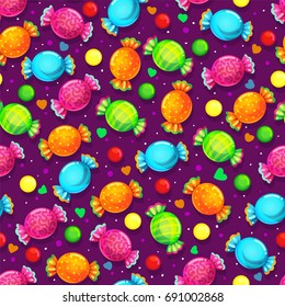 Seamless pattern of sweet candy