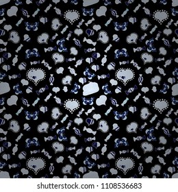 Seamless pattern of sweet candy on black, gray and neutral colors. Vector illustration.