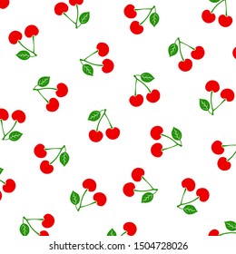 Seamless pattern with sweet cherry. Fashion design. Food print for tablecloth, curtain or dishcloth. Fruits sketch background – stock vector