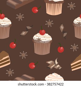 seamless pattern sweet chocolate cake