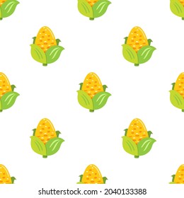 Seamless pattern sweet corn isolated on white background.Vector illustration.