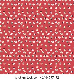 Seamless pattern with sweet Cupcakes pattern. Vector illustration. Nice birthday background on neutral, pink and white. Sweets background design.