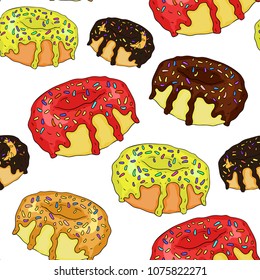 seamless pattern sweet delicious donut   vector illustration