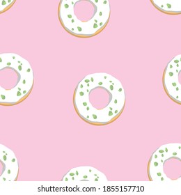 Seamless pattern sweet donuts with pistachios