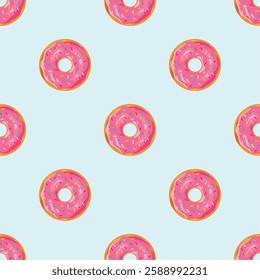 Seamless pattern with sweet doughnut 
