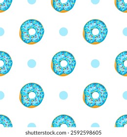 Seamless pattern with sweet doughnut