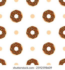 Seamless pattern with sweet doughnut